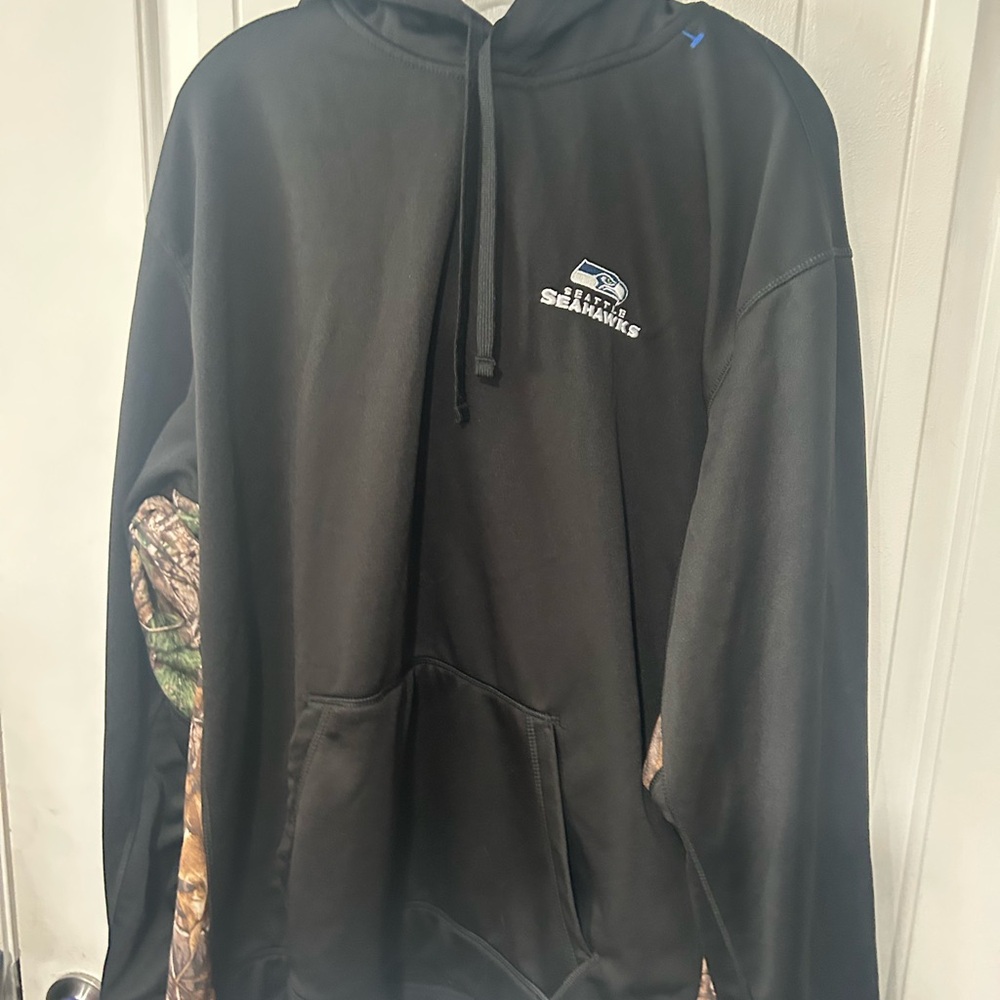 Dunbrooke Seattle Seahawks Black and Camouflage Crewneck Sweater